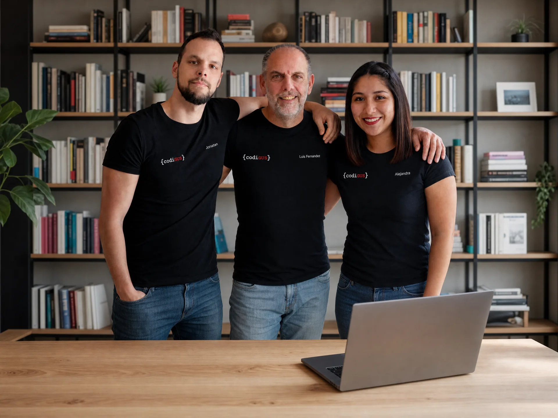 Jonatan, Luis Fernández y Alejandra durante el proyecto codiGUS